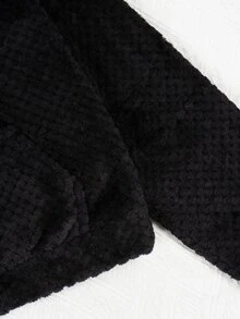 Sudadera para mujer de peluche con bolsillo enfrente unicolor con capucha y oreja de conejo - Negro - Ver 5