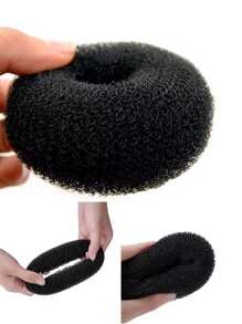 3pcs Girls' Donut Bun Maker With Style Hairpin & Blossom Design Hair Stick Set - Black - View 4