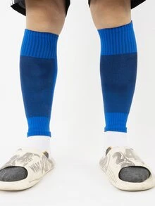 1pair High Tube Sports Soccer Socks With Knee Pads & Leg Cuffs For Player, Anti-friction/shock-proof - Multicolor - View 4