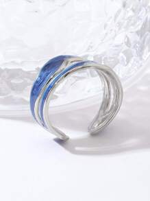 1pc Stainless Steel Open-ended Ring - Blue - View 4