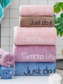 1 件蓝色涤纶长方形浴巾毛巾套装刺绣字母图案男女家用成人，Ren 游泳浴巾速干吸水，柔软不褪色，适用于浴室、酒店、健身房等 - 藍色 - 查看 4