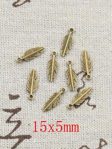 50 Stücke Schmuck Feder, Blatt Antiquität Bronze Gold Silber Farbe Anhänger Herstellung DIY Handgemacht - Bronze - Übersicht 3