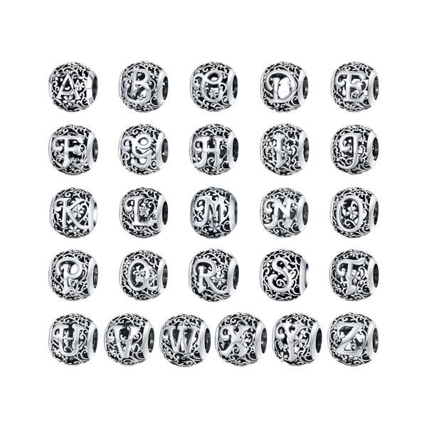 1pc  Vintage 925 Sterling Silver  26 Letter Collection A to Z  Charms Pendant for Sterling Silver Bracelet or Bangle Fine Jewelry Gift