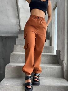 Women Pants - 棕色 - 查看 5