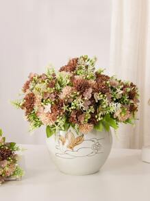 1入組5朵la Fleur Joyeuse乒乓菊花束,有7種顏色,秋季風格,馬卡龍色彩搭配,人造花,攝影道具,裝飾用品 - 咖啡棕 - 查看 1