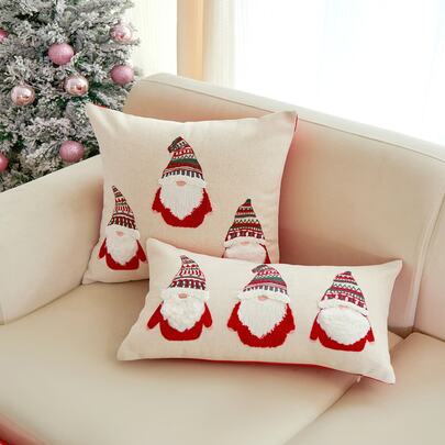 1 pieza Funda de almohada con patrón de bordado de nuez de Navidad, decoración del hogar para sala de estar y dormitorio, adecuada para todas las estaciones