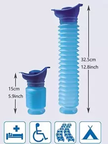 1 件，可收缩小便器，750ML 男女便携式移动厕所便盆小便瓶，可重复使用的应急小便器，适用于旅行、露营、交通堵塞和排队、旅行必需品 - 藍色 - 查看 5