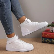 2023年新款大尺碼女款運動鞋,增高、耐磨、可調式扣環,高筒和平底運動鞋