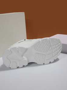 Women's Pu Leather Cross Strap Thick-soled Shoes With Hidden Heel & Wedge Heel, White Color, Suitable For Daily Sports Activities & Casual Wear, The Soles Are Designed To Be Suitable For Short Women - White - View 5