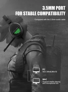 COLUSI 1pc ABS Glowing Wired Gaming Headset With Microphone - Black - View 7