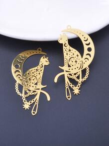 6pcs Stainless Steel Moon & Cat Shaped Pendant