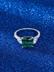 1個正品925純銀獨特的公主剪切創造出的綠寶石戒指設計,有4a等級的立方氧化鋯戒指,專為女性打造的珍貴珠寶,適用於女士婚禮訂婚戒指 情人節禮物 - 銀色 - 查看 2