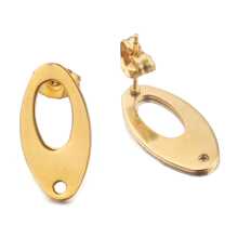6 chiếc bông tai đế hình bầu dục bằng thép không gỉ mạ vàng 18K DIY dành cho phụ kiện trang sức DIY Bông tai mặt dây chuyền - Vàng - Xem 3