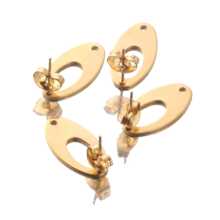 6 chiếc bông tai đế hình bầu dục bằng thép không gỉ mạ vàng 18K DIY dành cho phụ kiện trang sức DIY Bông tai mặt dây chuyền - Vàng - Xem 4