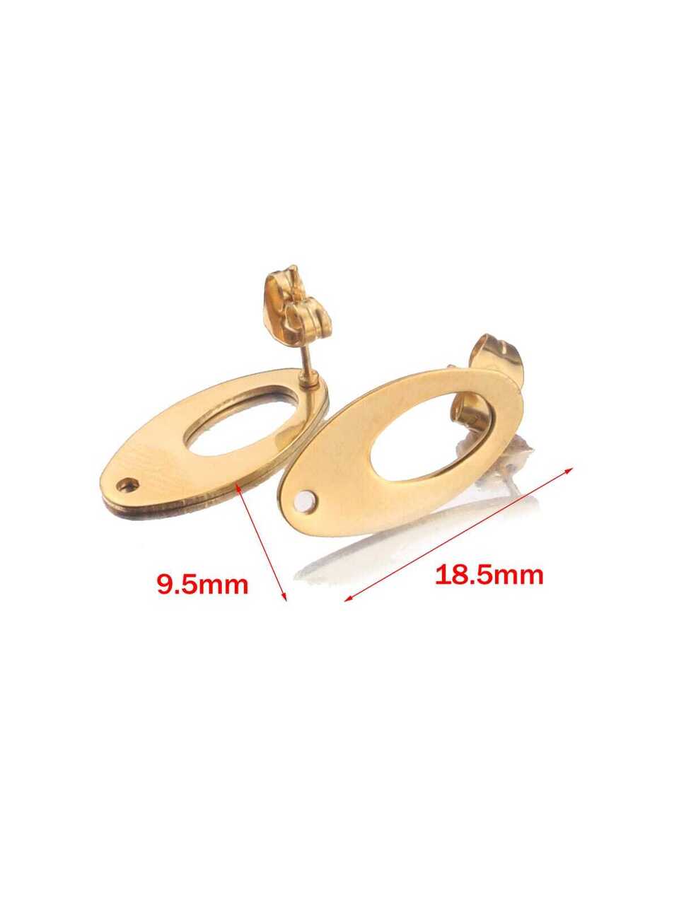 6 Pcs 18K Gold Plated Stainless Steel Oval Base Earrings DIY Connector For DIY Jewelry Accessories Earrings Pendant