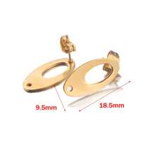 6 chiếc bông tai đế hình bầu dục bằng thép không gỉ mạ vàng 18K DIY dành cho phụ kiện trang sức DIY Bông tai mặt dây chuyền - Vàng - Xem 5