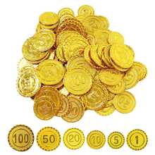 100 Piezas De Monedas De Oro Pirata, Un Accesorio Para Jugar Para Niños - Dorado - Ver 1