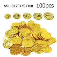 100 Piezas De Monedas De Oro Pirata, Un Accesorio Para Jugar Para Niños - Dorado - Ver 2