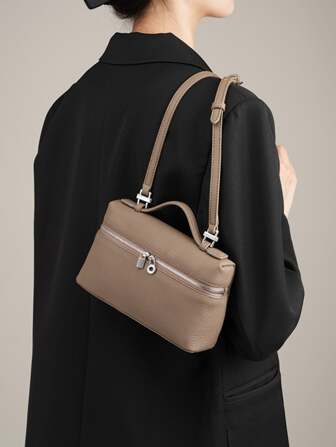 Minimalist Pu Leather Handbag Box-shaped Shoulder Bag