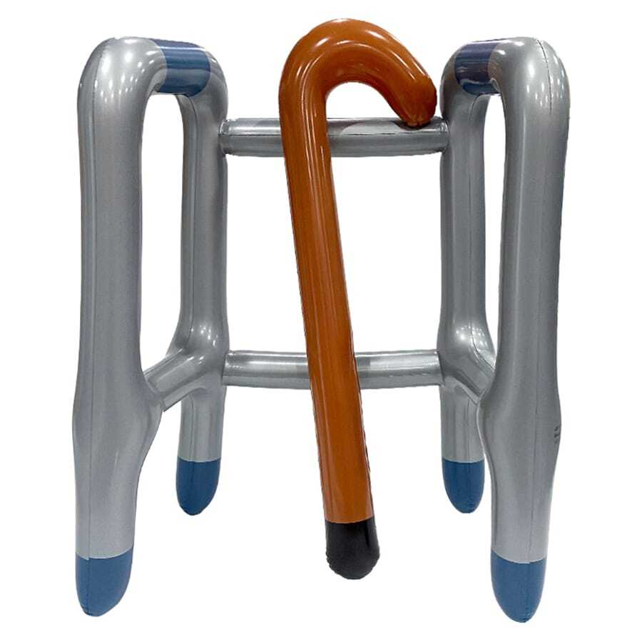 2pcs/Set Inflatable Walking Frame And Cane Elderly Costume Accessory, Perfect For Outdoor Games, Adult Retirement Party Decoration, Prank Gifts,Pool Toys Suitable For Pool Games,Pool Party,Adult Party Games Suitable For Halloween/Christmas/Thanksgiving - Multicolor - View 1