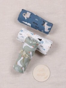 Happy Flute 3 Packs Set Muslin Soft Baby Wrap Swadding Blanket 120*110cm - Multicolor - View 3