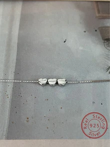 女式心形吊墜項鍊,s925 銀,獨特設計,輕奢鎖骨鏈