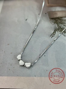 女式心形吊墜項鍊,s925 銀,獨特設計,輕奢鎖骨鏈