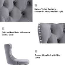 2/4/6 Piece Set Adjustable Swivel Bar Stools, Dining Bar Chairs With Velvet Tufted Back, Metal Base, Footrest For Home Bar, Dining Room, Kitchen Island. - Abu-abu perak - View 8