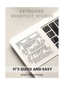 1入組筆記本電腦鍵盤快捷方式貼紙,筆記本保護皮膜貼紙和自粘鍵盤貼紙 - 黑色 - 查看 3