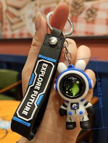4pcs Space Travel Rabbit Keychain Pendant, Astronaut Car Key Chain, Bag Pendant Decoration, Backpack Ornament, Desktop Decoration Figurine, Party Favor - Black - View 3