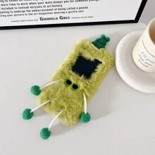 1pc Green Plush Sunglasses Monster Foldable Phone Case Compatible With Samsung Phone - Green - View 1
