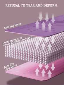 1pc Tpe Yoga Mat 183*61*0.6cm With Double-sided Alignment Lines For Exercise,dance And Fitness, Anti-slip - Purple - View 9