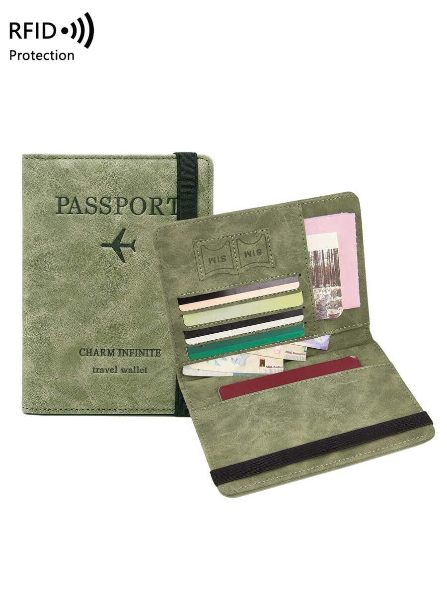 CHARM INFINITE 護照套,防盜刷rfid護照卡袋,多功能文件夾,票據收納袋 - 綠色 - 查看 1