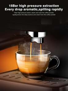 1pc 1.5l Plug-in Espresso Coffee Machine For Home, Small Size, Automatic, Built-in Milk Frother, For Family, Dormitory, Office - Silver - View 5