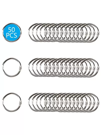 50 st. 1-tums metallringar för lösa blad, enkelt bindningsverktyg för A4-kontorsdokument och papper, tillbaka till skolan