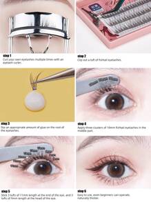 yelix 120 簇预制鱼尾形假睫毛漫画睫毛自嫁接 DIY 簇状浓密燕尾睫毛 0.07C 卷翘睫毛簇、睫毛簇、单根睫毛、睫毛、假睫毛 - 黑色 - 查看 6