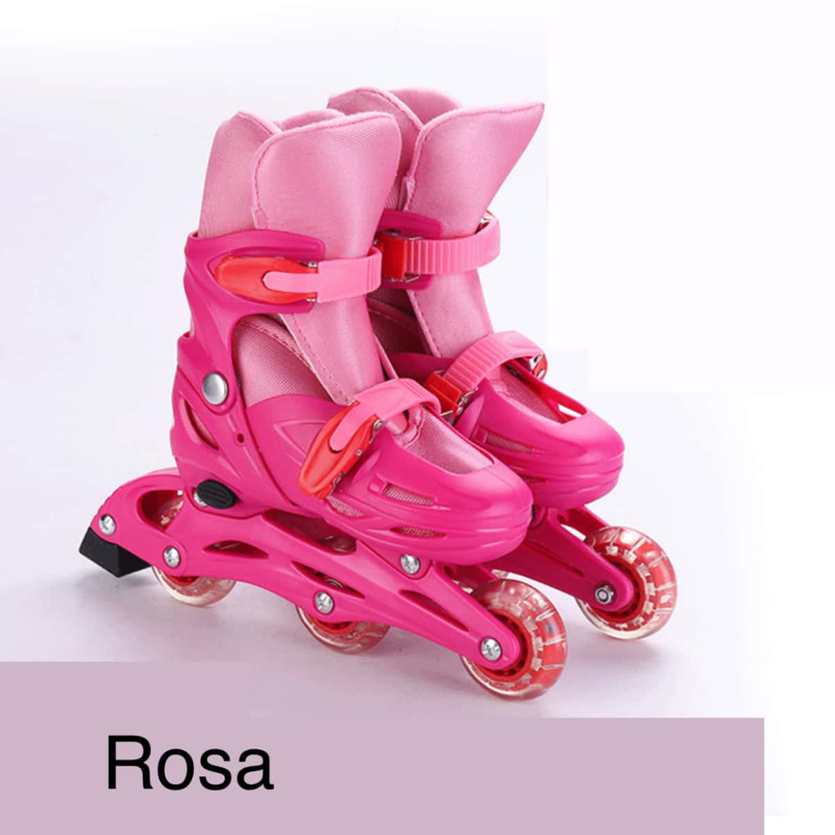 Patines en paralelo ajustable, ejercicio recreativo, medida ajustable 30-34cm (pies19-21) para niños de 5 a 9 años, patines en linea - Rosa - Ver 1