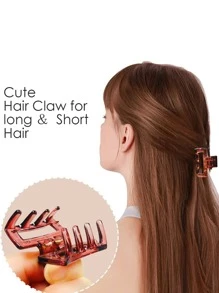 5入組簡約實色高光澤矩形小髮夾，適用於稀疏短髮、休閒造型 - 彩色 - 查看 3