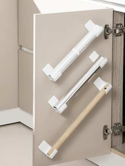 4pcs Plastic Storage Rack That Can Be Attached To The Side Of Fridge Or Cabinets Without Drilling Holes For Plastic Wrap, Garbage Bag, Etc.