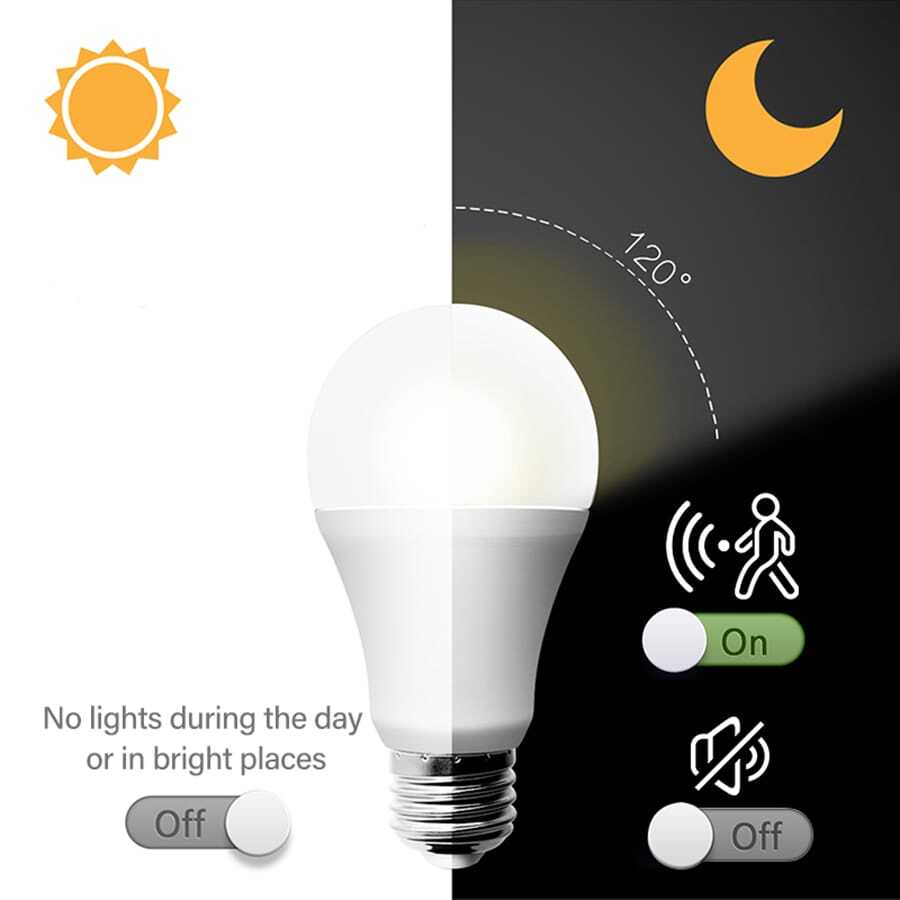 1 PACK 12W LED Motion Sensor Bulb 6000K Daylight Automatically Turns On And Off With PIR Sensor