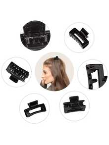 5入組簡約實色高光澤矩形小髮夾，適用於稀疏短髮、休閒造型 - 彩色 - 查看 6