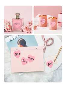 500入组/卷粉色的心形標籤貼紙 - 粉色 - 查看 5