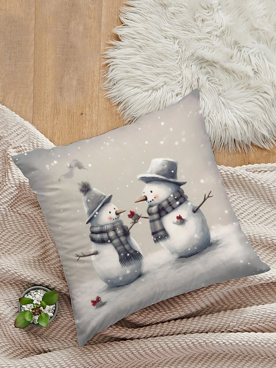 1個數位印花枕套,有雪人圖案 - 彩色 - 查看 1