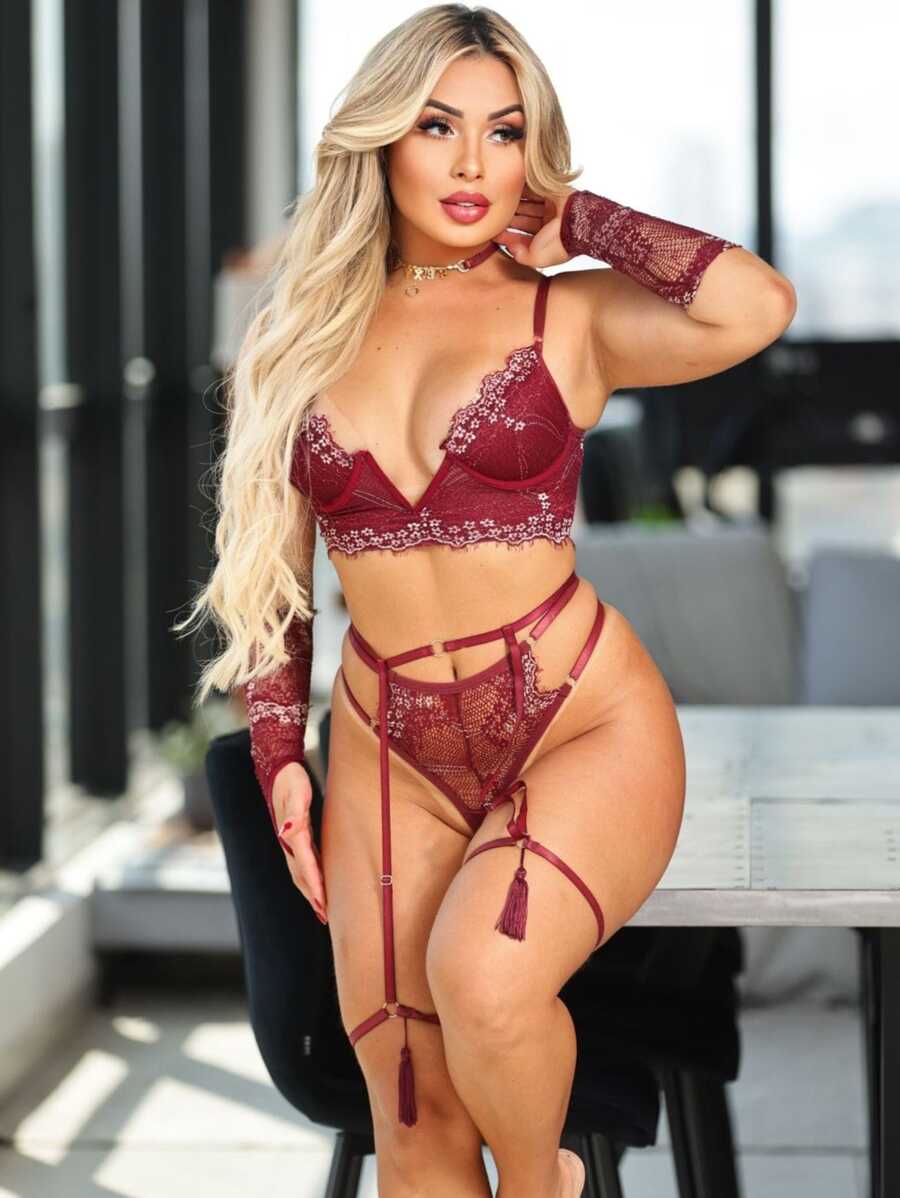 Women Sexy Lingerie - 紅木色 - 查看 1