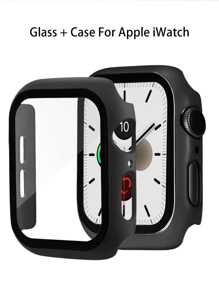 1入組黑色手錶殼帶玻璃適用於Apple Watch在尺寸49mm,45mm,44MM,42mm,41mm,40mm,和38mm - 黑色 - 查看 7