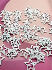 街头风8件套女士发饰，白色金属星星发夹，适合日常佩戴，星形雪花发夹套装，金色头饰，发卡爪夹，学习用品，发夹 - 白色 - 查看 2