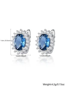 一對典雅方塊氧化藍耳環,適合女性日常或派對飾品