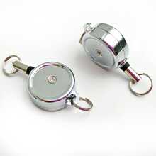 1pc Silver-tone Retractable Keychain Easy Pull Buckle Luggage Accessory Retractable Snap Hook Key Ring Anti-lost - Silver - View 2