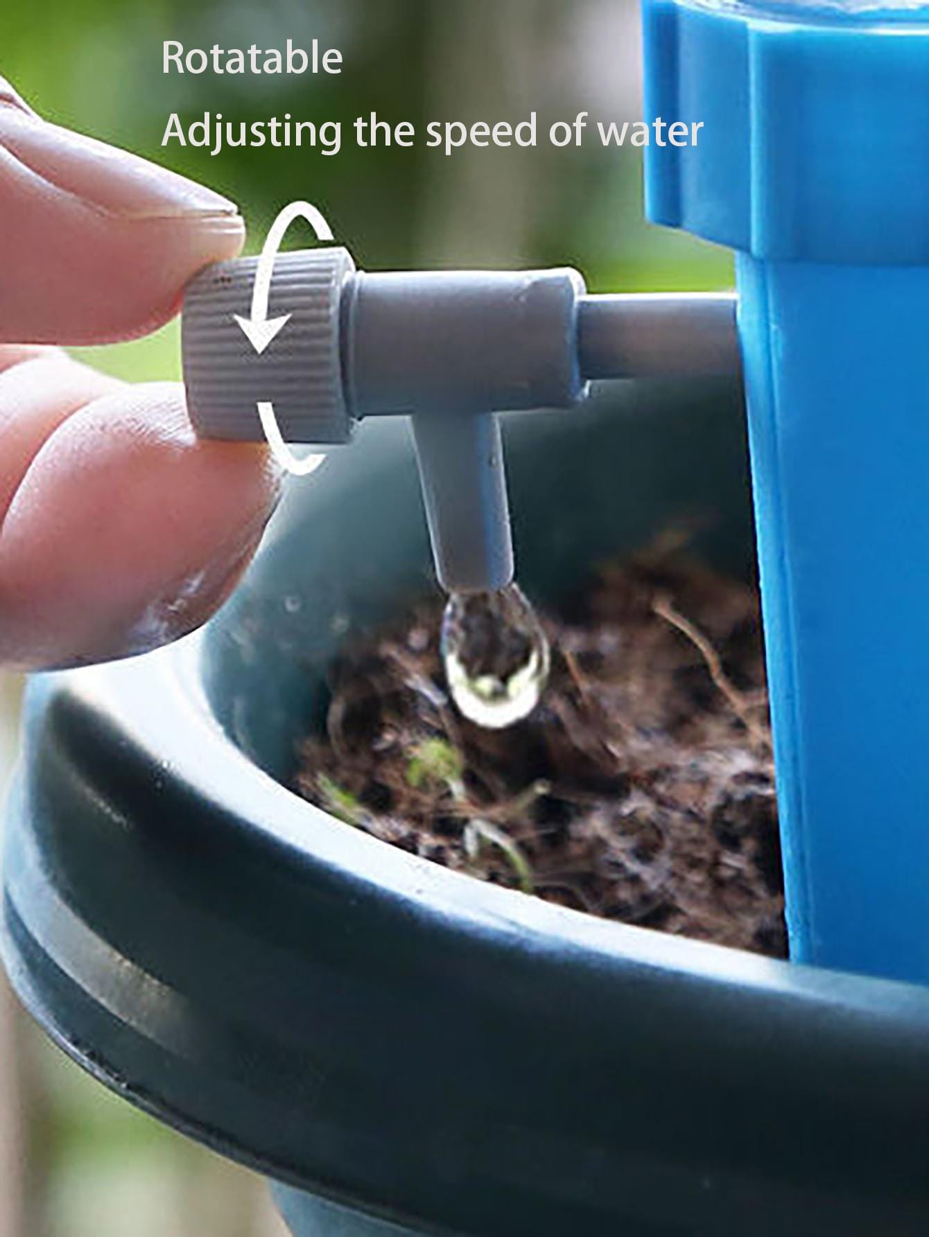 The automatic watering system keeps your garden plants and flowers