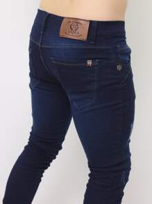 Men Jeans - 深色水洗藍 - 查看 2